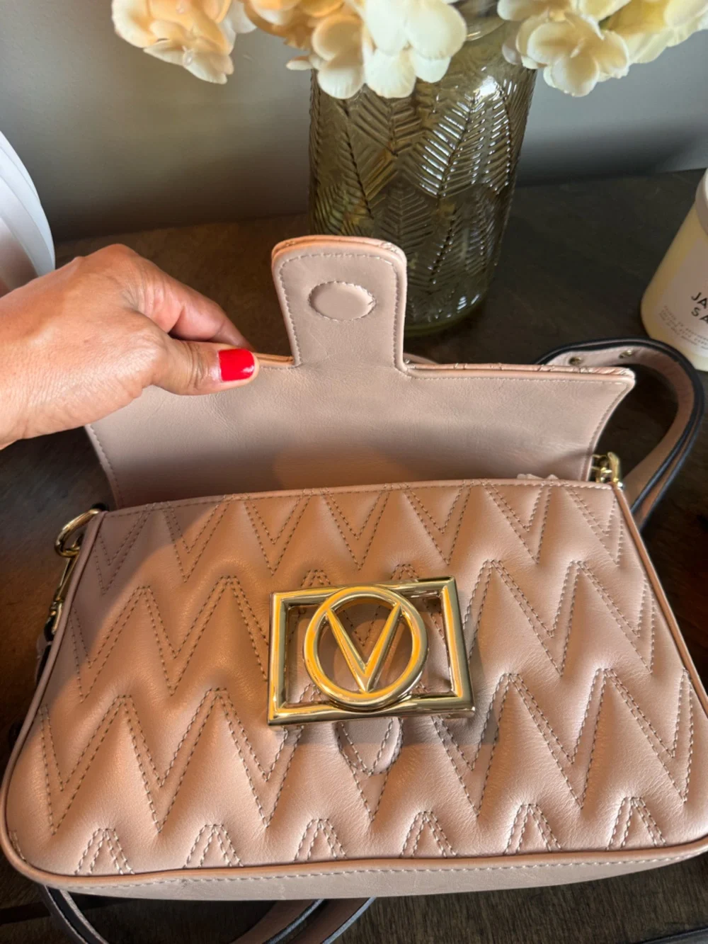 Mario Valentino Quilted Top-Handle Shoulder Bag in Blush Pink - Picture 5 of 11
